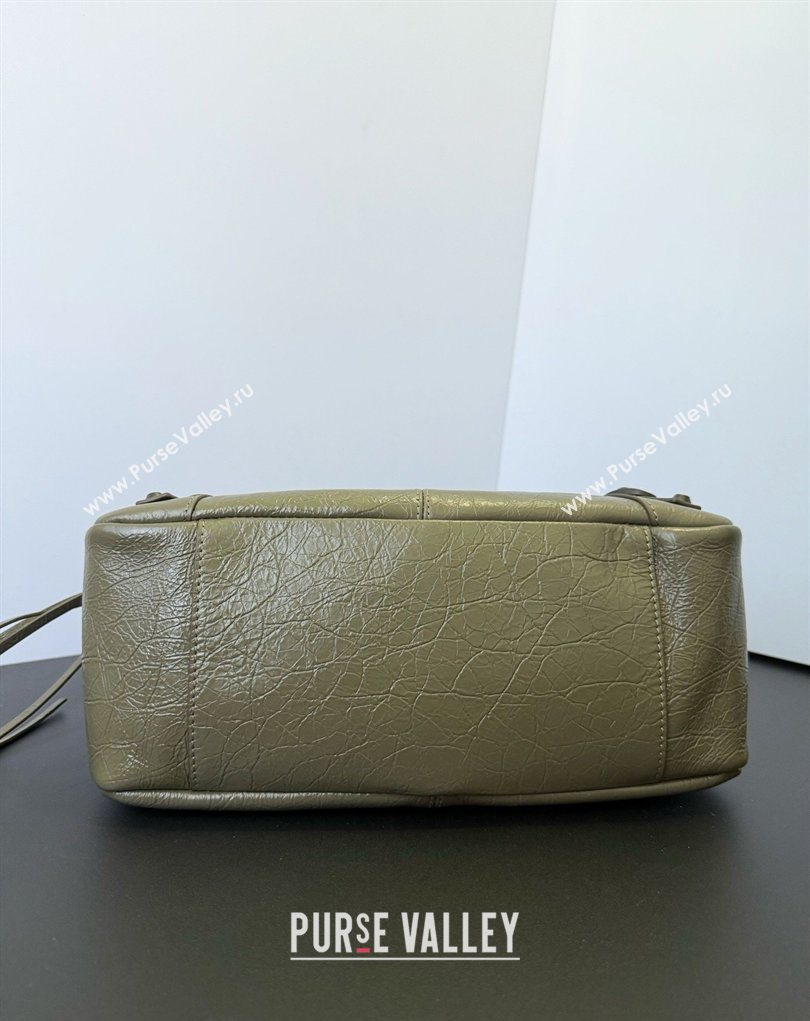 Balenciaga Le City Moto Small Shoulder Bag in Arena Storico Lambskin Dusty Green 2026 0905 (JM-260403031)