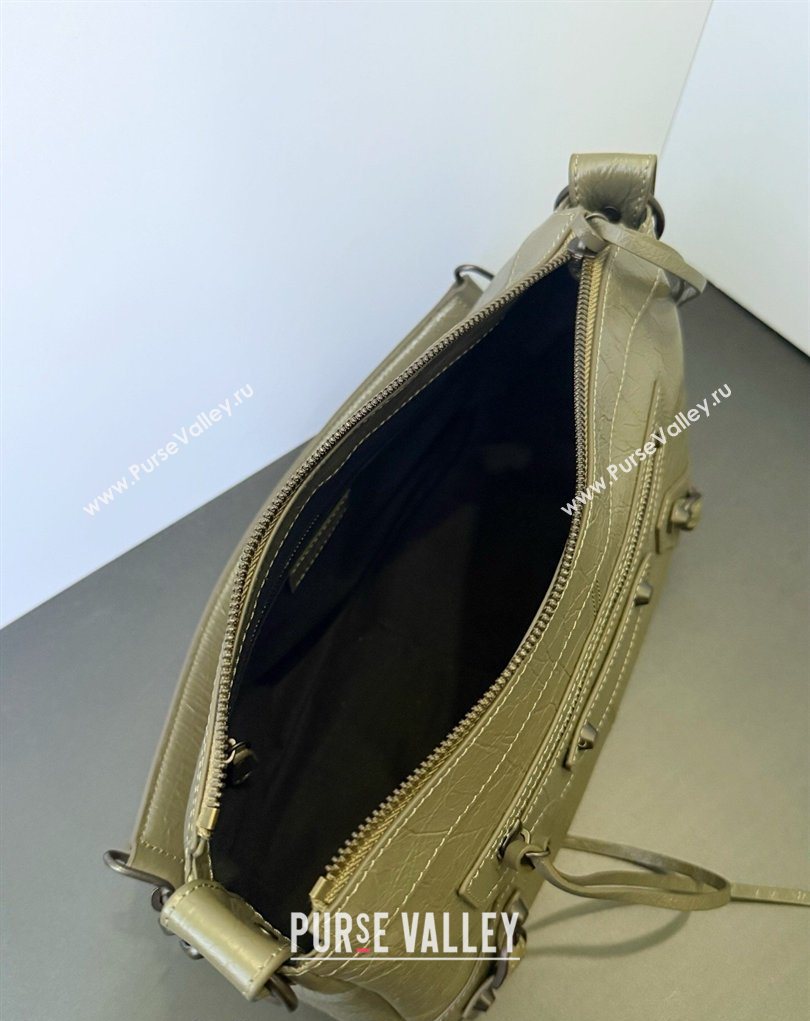Balenciaga Le City Moto Small Shoulder Bag in Arena Storico Lambskin Dusty Green 2026 0905 (JM-260403031)