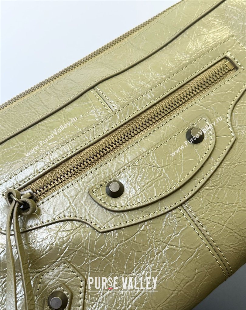 Balenciaga Le City Moto Small Shoulder Bag in Arena Storico Lambskin Dusty Green 2026 0905 (JM-260403031)