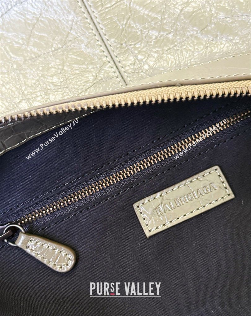 Balenciaga Le City Moto Small Shoulder Bag in Arena Storico Lambskin Dusty Green 2026 0905 (JM-260403031)