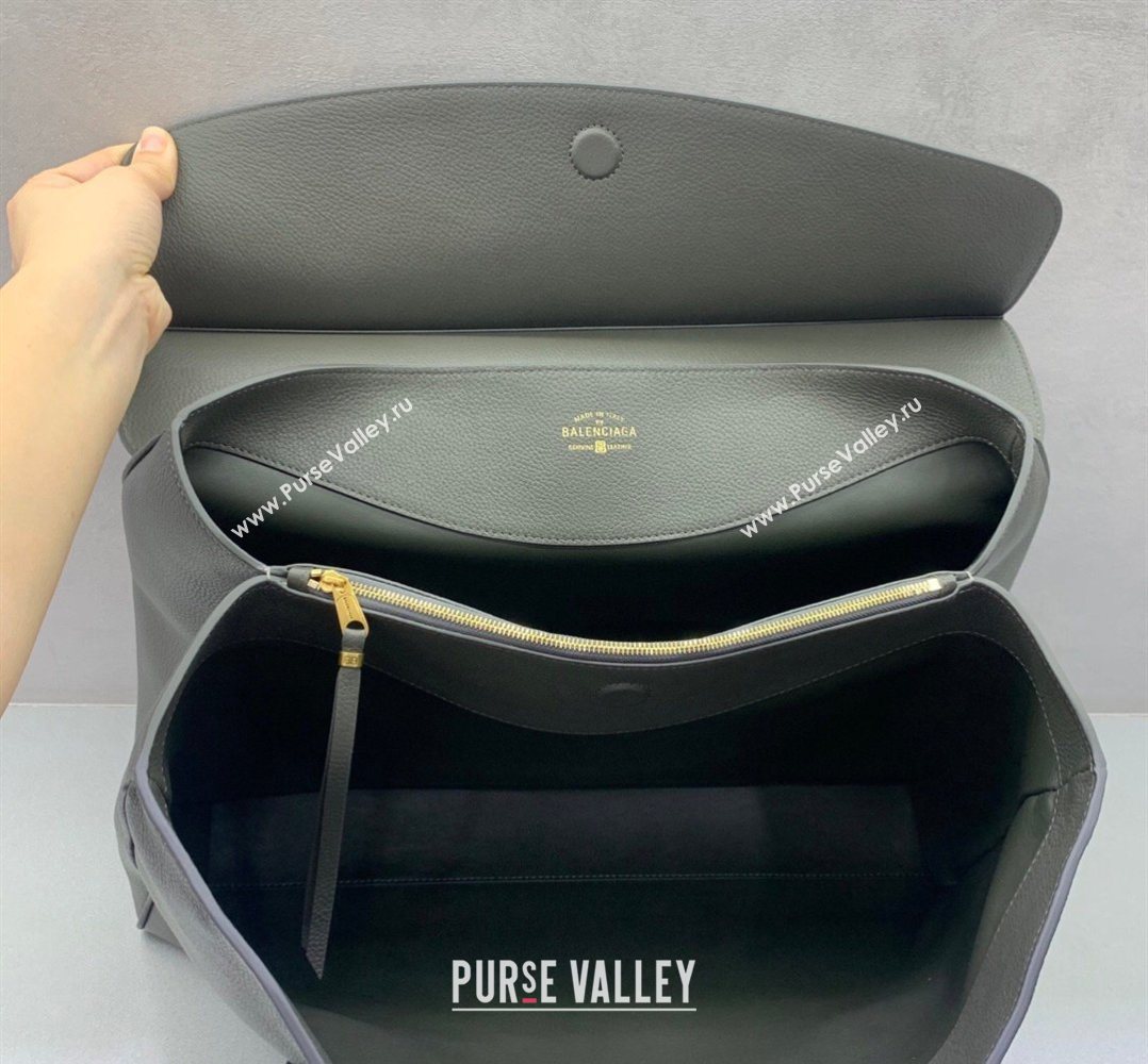 Balenciaga Carrie Carry All Bag in grey calfskin leather, aged-gold hardware 2026 (JM-260403040)