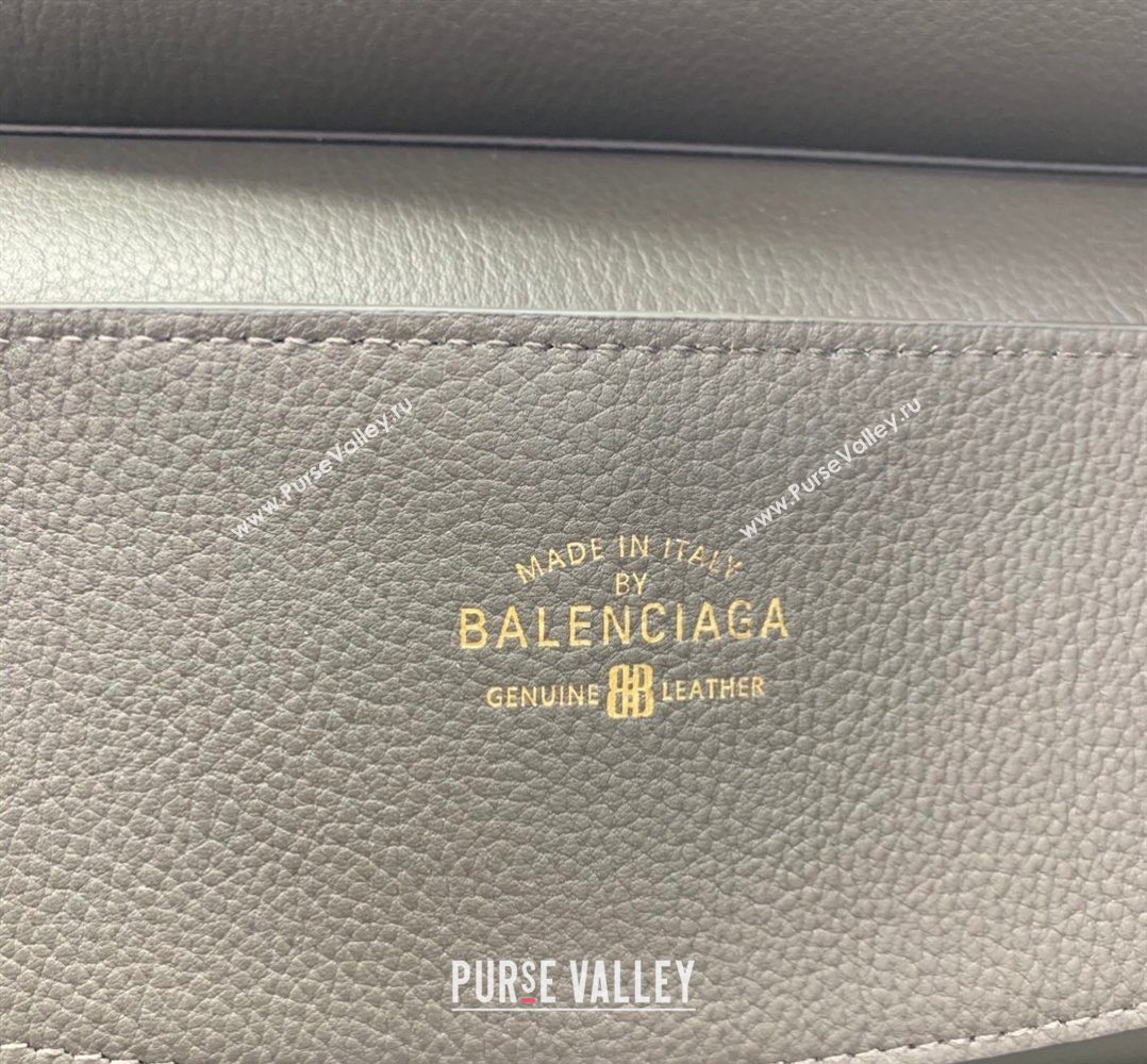Balenciaga Carrie Carry All Bag in grey calfskin leather, aged-gold hardware 2026 (JM-260403040)