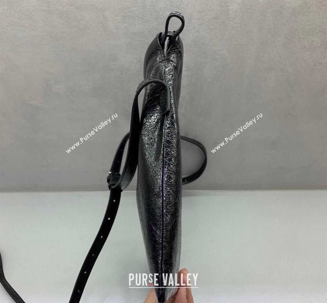 Balenciaga Shopper Medium Dust Bag Crossbody Pouch in Black Arena lambskin, aged-silver hardware 2026 (JM-260403004)