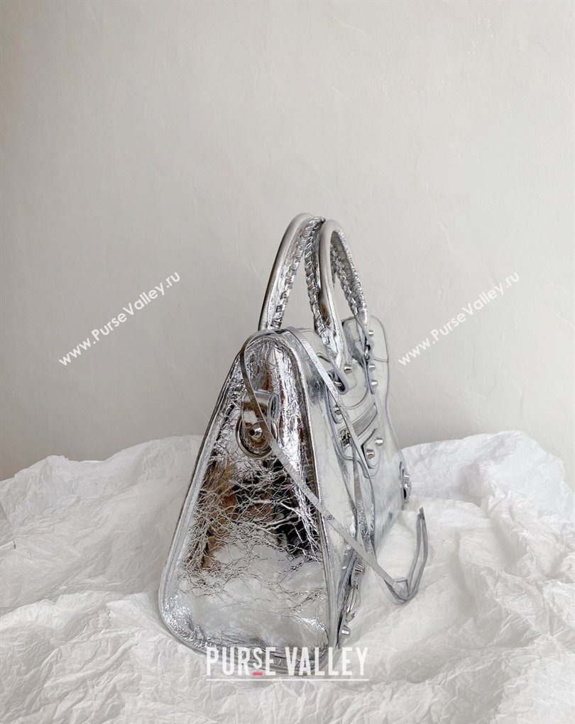 Balenciaga Le City Bag Medium in Arena lambskin Silver-Tone 2026 (BI-260403036)