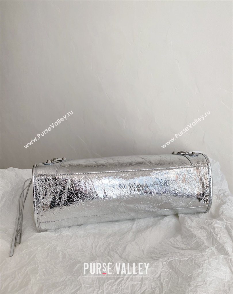Balenciaga Le City Bag Medium in Arena lambskin Silver-Tone 2026 (BI-260403036)