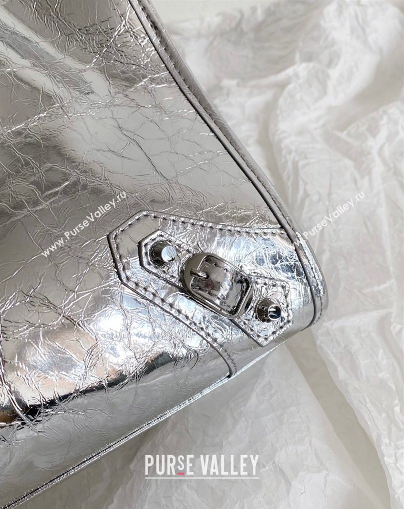Balenciaga Le City Bag Medium in Arena lambskin Silver-Tone 2026 (BI-260403036)