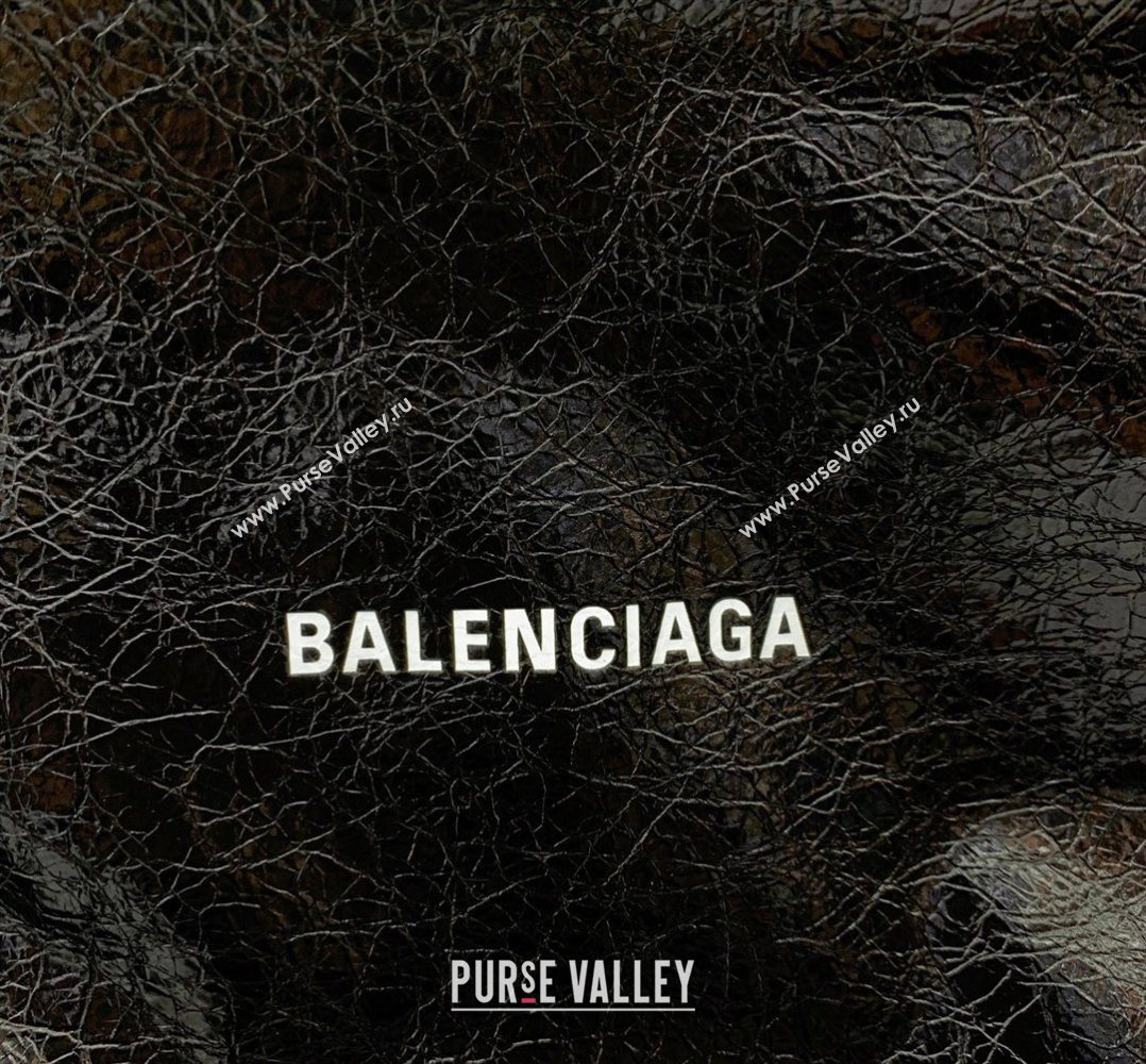 Balenciaga Shopper Medium Dust Bag Crossbody Pouch in Black Arena lambskin, aged-silver hardware 2026 (JM-260403004)