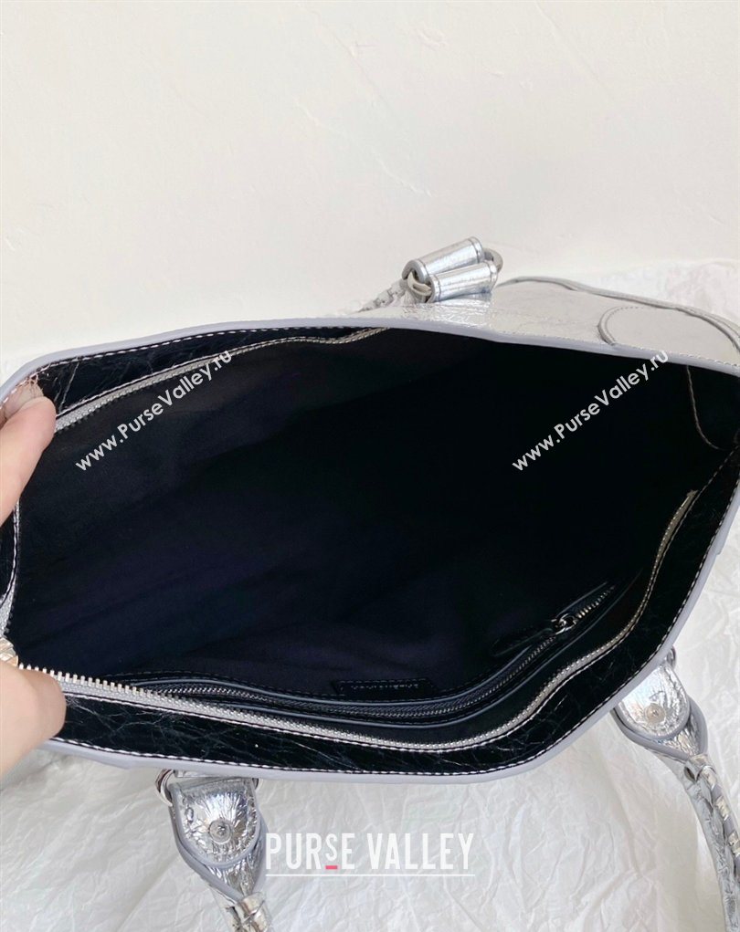 Balenciaga Le City Bag Medium in Arena lambskin Silver-Tone 2026 (BI-260403036)