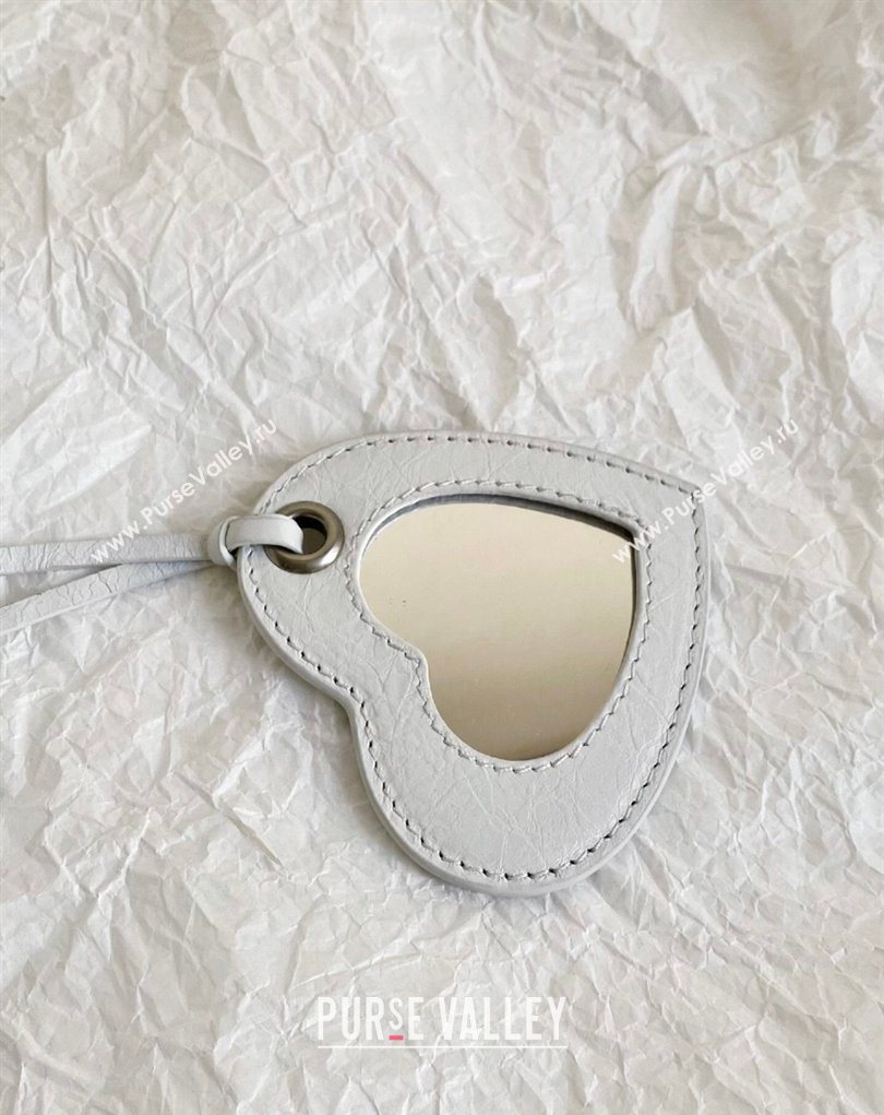 Balenciaga Le Cagole Mini Duffle Bag in white lambskin, aged-silver hardware 2026 (BI-260403037)