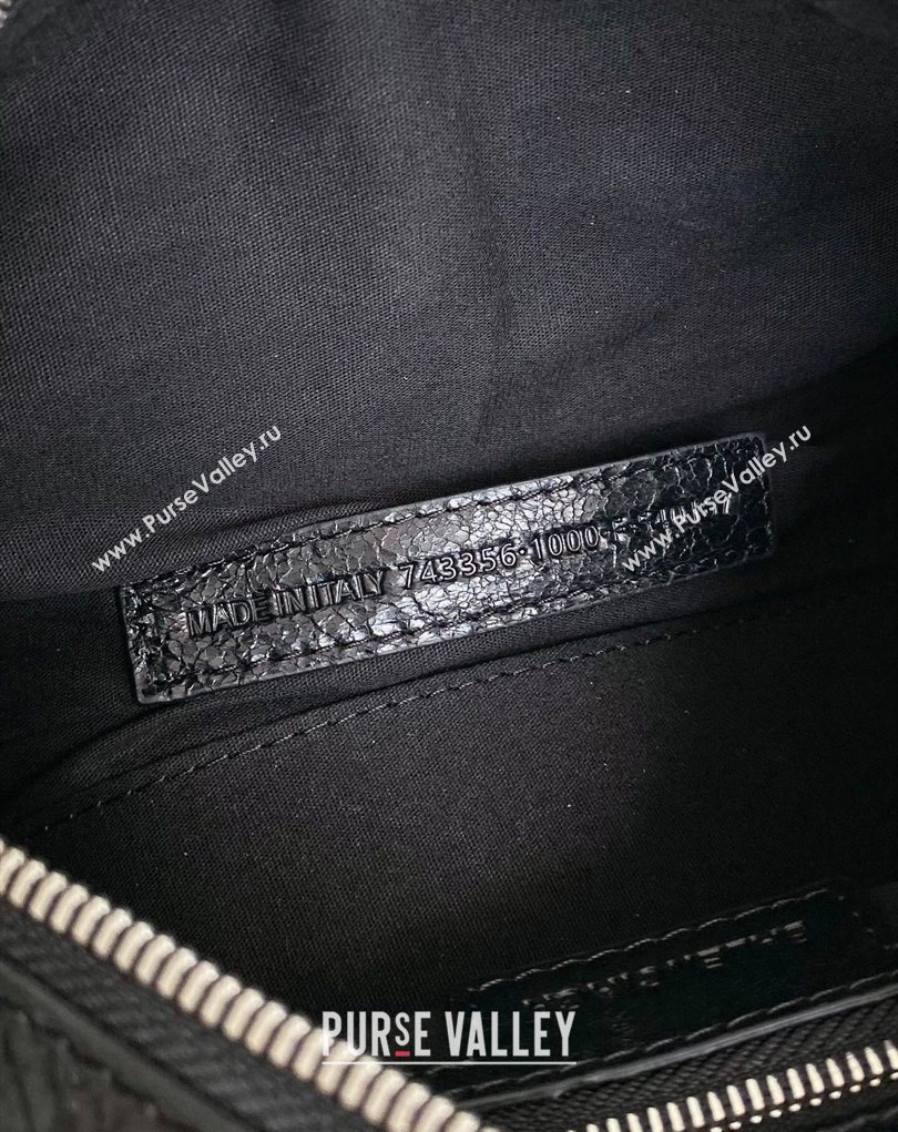 Balenciaga Le Cagole Mini Duffle Bag in black lambskin, aged-silver hardware 2026 (BI-260403038)