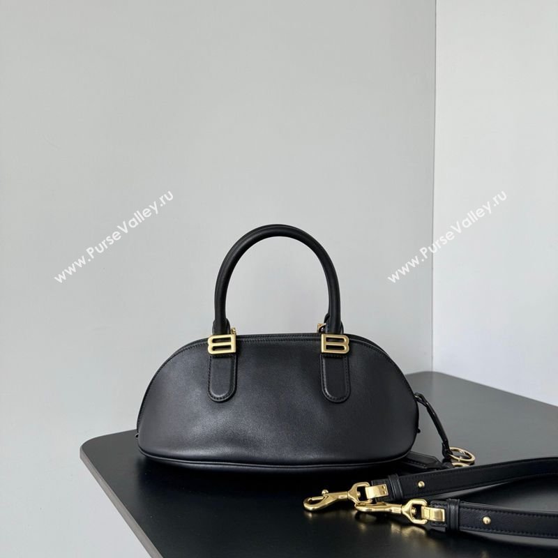 Balenciaga Bolero Bowling Bag Mini in Black Smooth calfskin leather, aged-gold hardware 2026 71245 (JM-260403005)
