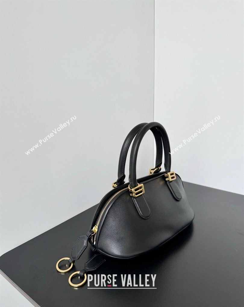 Balenciaga Bolero Bowling Bag Mini in Black Smooth calfskin leather, aged-gold hardware 2026 71245 (JM-260403005)