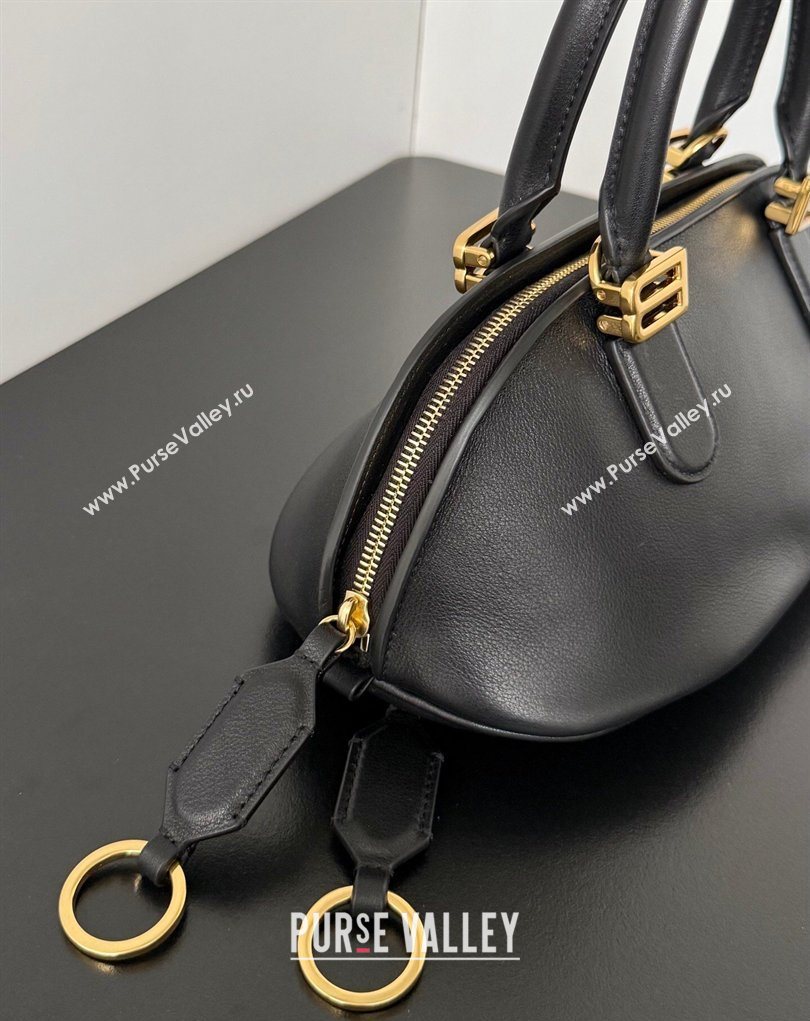 Balenciaga Bolero Bowling Bag Mini in Black Smooth calfskin leather, aged-gold hardware 2026 71245 (JM-260403005)