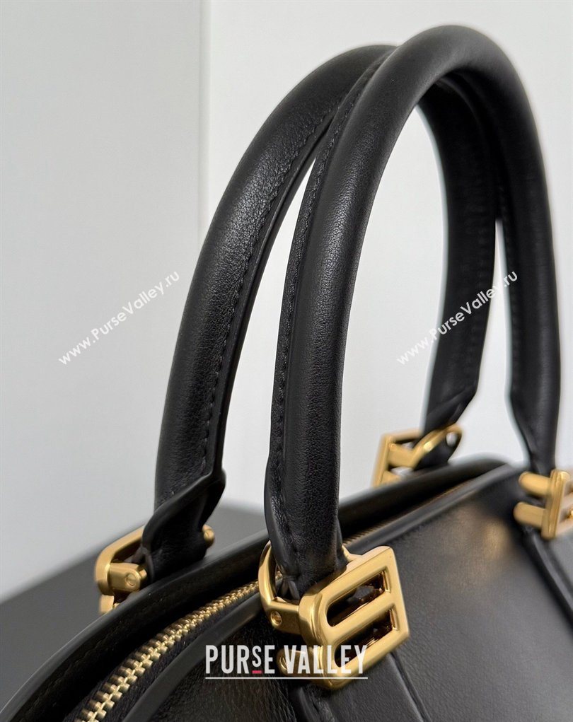 Balenciaga Bolero Bowling Bag Mini in Black Smooth calfskin leather, aged-gold hardware 2026 71245 (JM-260403005)
