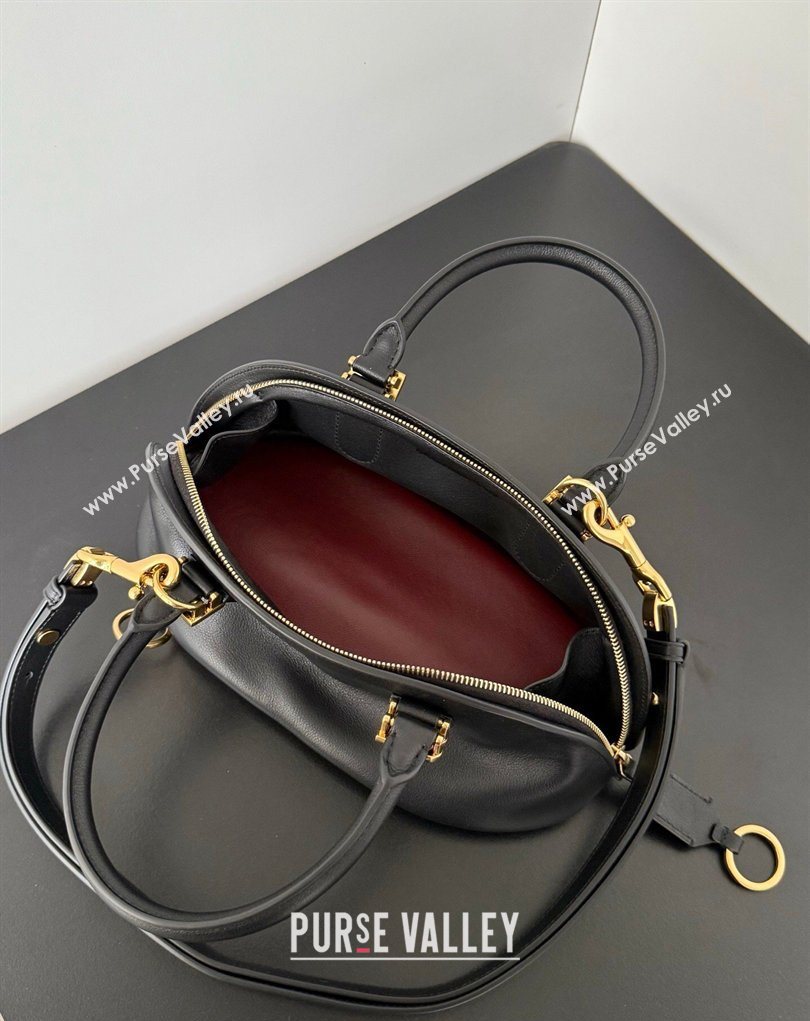 Balenciaga Bolero Bowling Bag Mini in Black Smooth calfskin leather, aged-gold hardware 2026 71245 (JM-260403005)