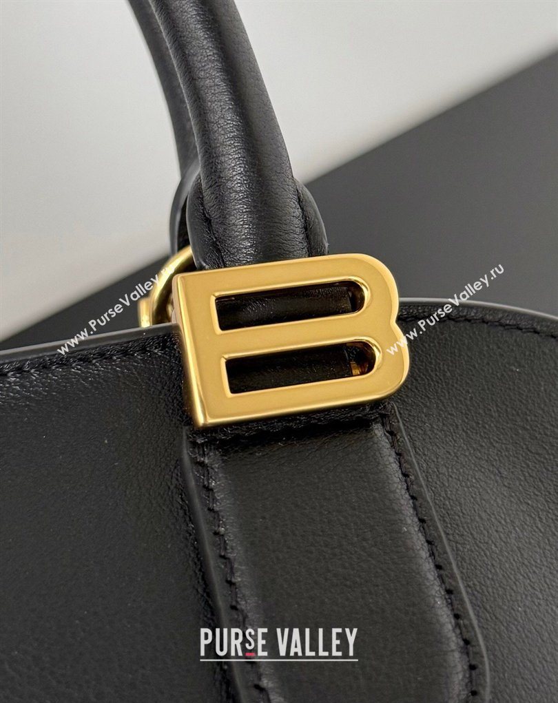 Balenciaga Bolero Bowling Bag Mini in Black Smooth calfskin leather, aged-gold hardware 2026 71245 (JM-260403005)