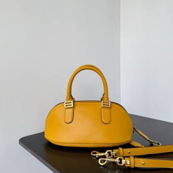 Balenciaga Bolero Bowling Bag Mini in Curry Yellow Smooth calfskin leather, aged-gold hardware 2026 71245 (JM-260403006)