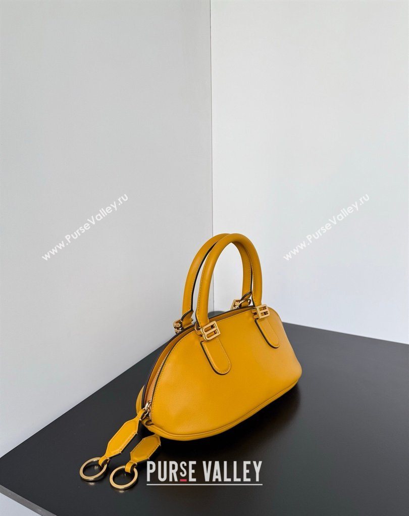 Balenciaga Bolero Bowling Bag Mini in Curry Yellow Smooth calfskin leather, aged-gold hardware 2026 71245 (JM-260403006)
