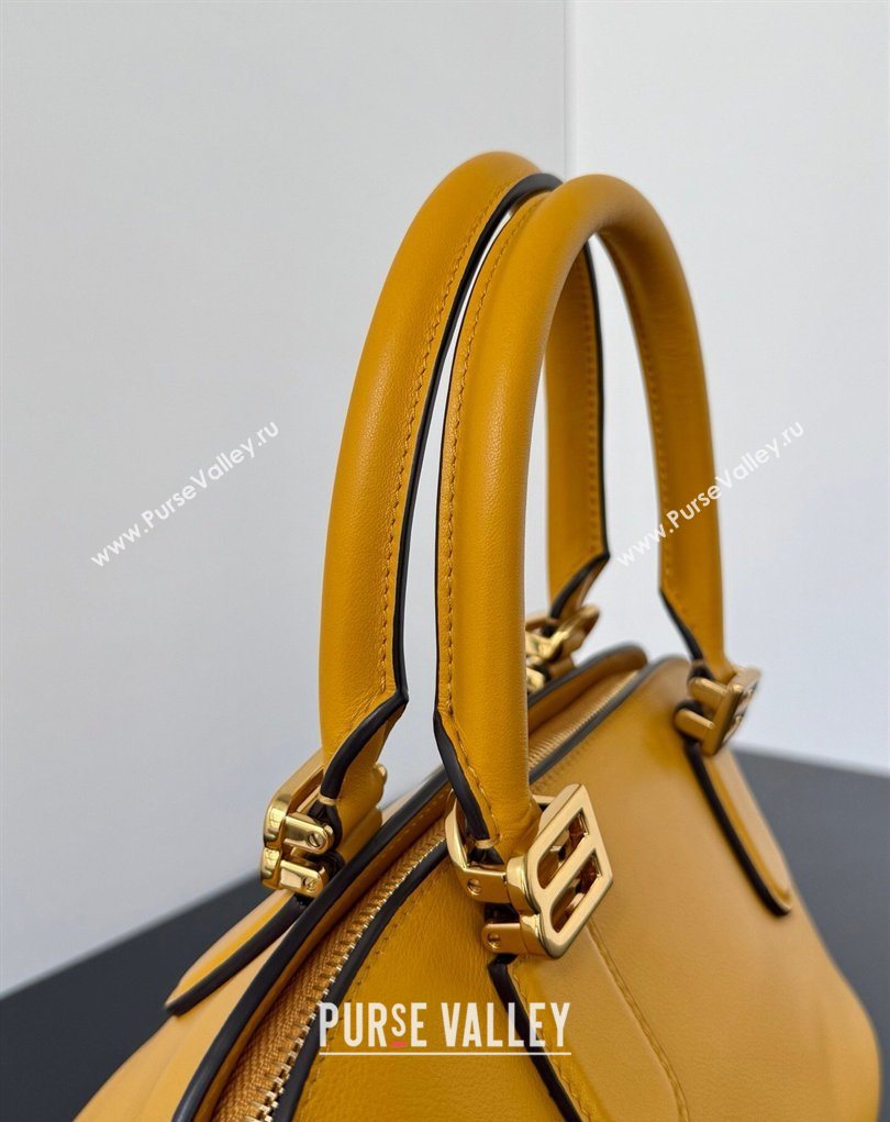 Balenciaga Bolero Bowling Bag Mini in Curry Yellow Smooth calfskin leather, aged-gold hardware 2026 71245 (JM-260403006)