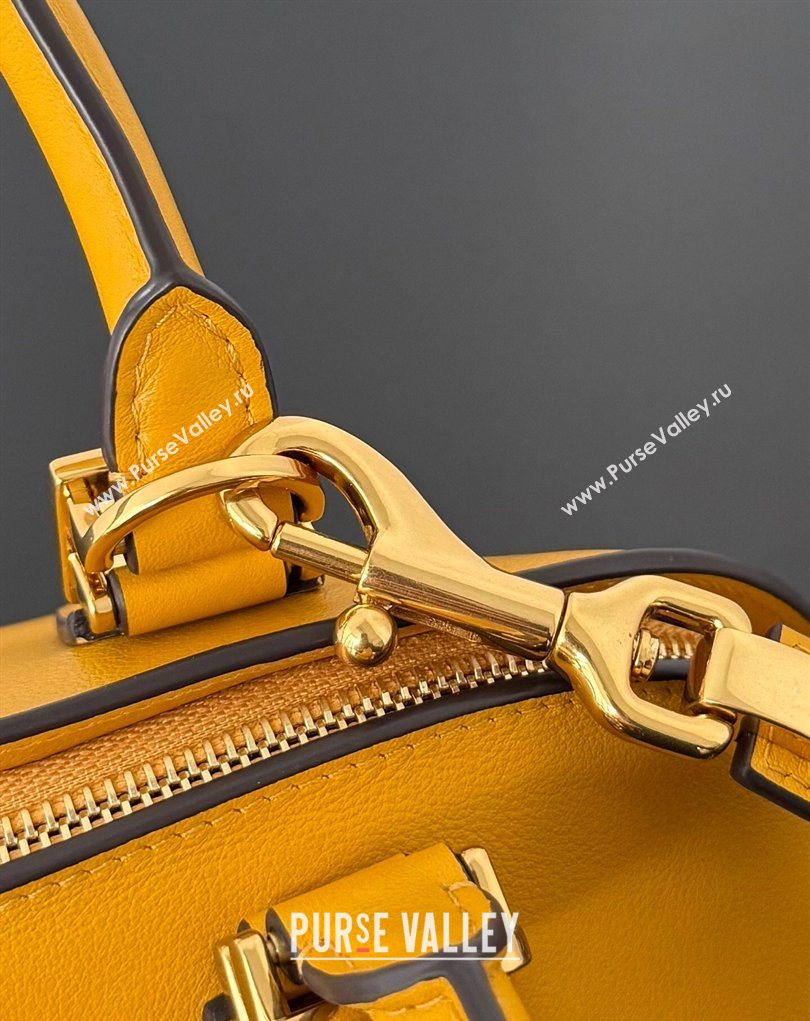 Balenciaga Bolero Bowling Bag Mini in Curry Yellow Smooth calfskin leather, aged-gold hardware 2026 71245 (JM-260403006)
