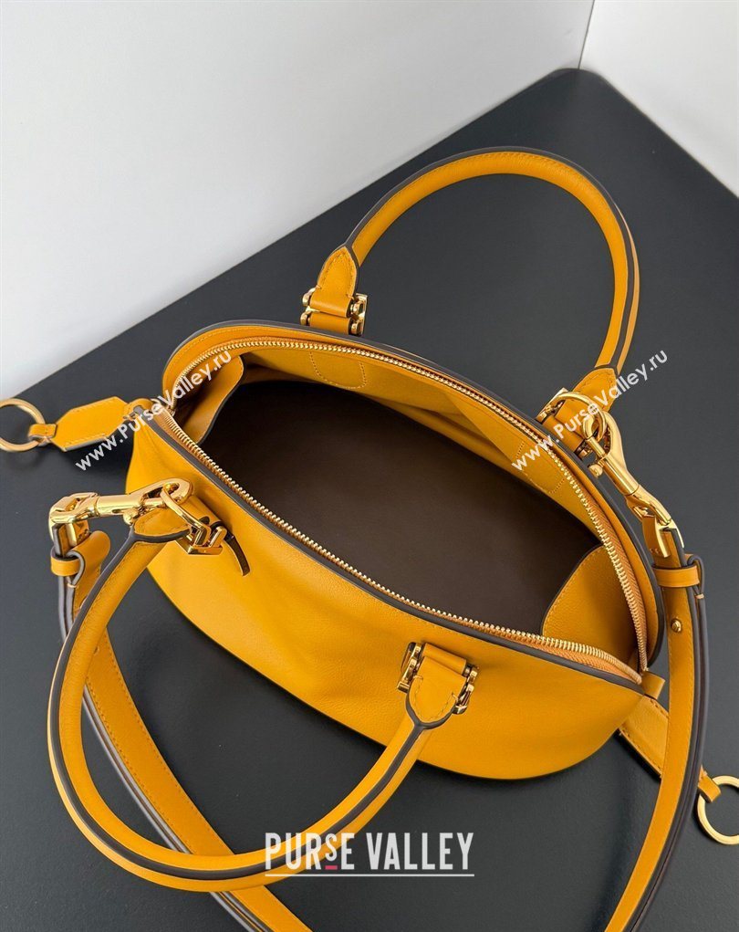 Balenciaga Bolero Bowling Bag Mini in Curry Yellow Smooth calfskin leather, aged-gold hardware 2026 71245 (JM-260403006)