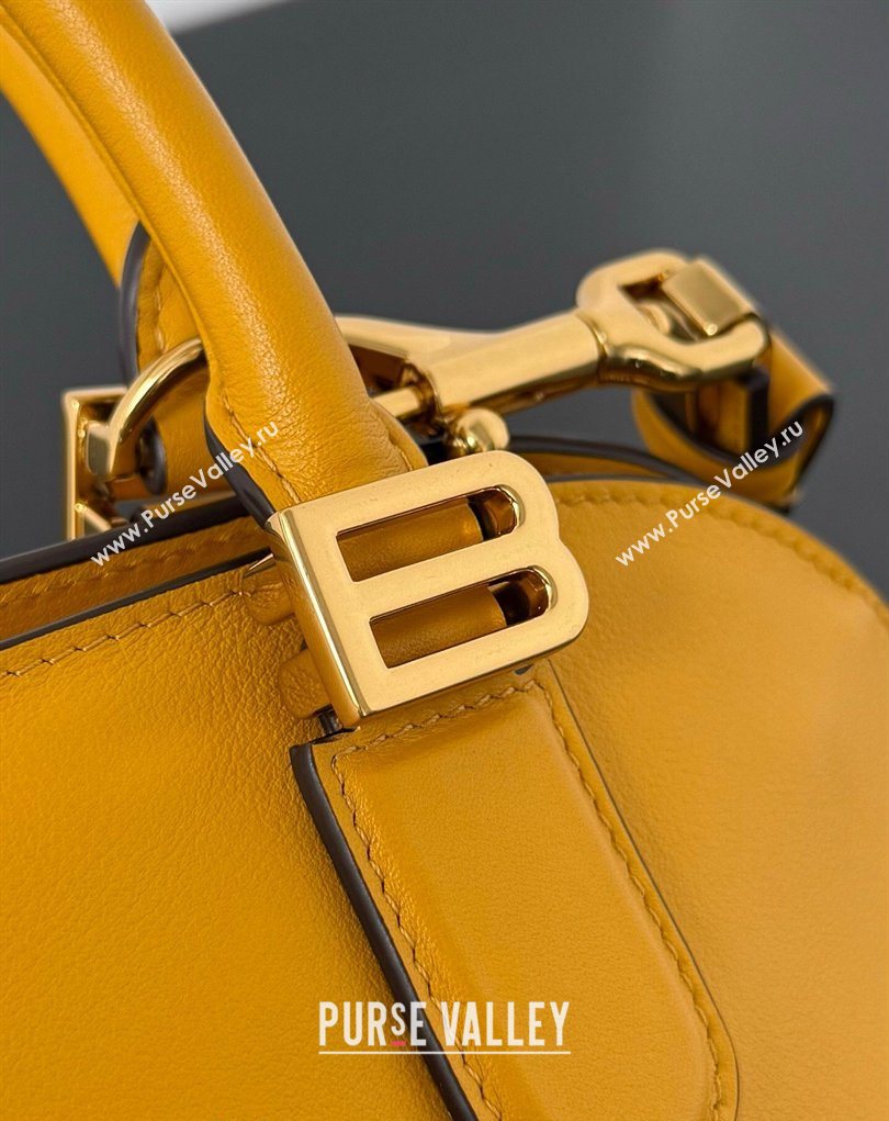 Balenciaga Bolero Bowling Bag Mini in Curry Yellow Smooth calfskin leather, aged-gold hardware 2026 71245 (JM-260403006)