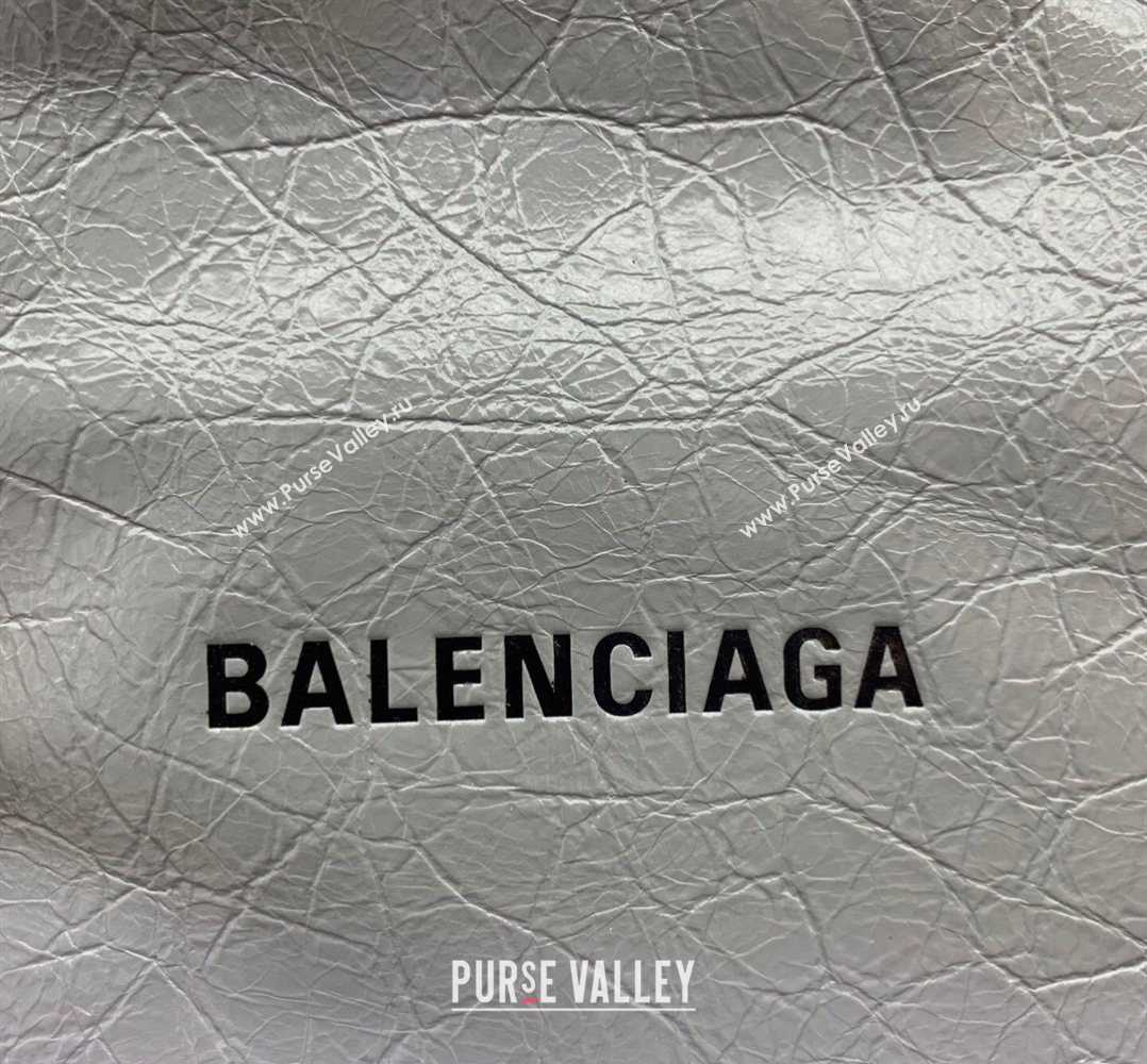Balenciaga Mens Shopper Phone Holder Pouch in Grey Arena lambskin, aged-silver hardware 2026 (JM-260403001)