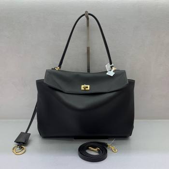 Balenciaga Rodeo Medium Handbag in black smooth calfskin, aged-gold hardware 2024 78972 (JM-240419052)