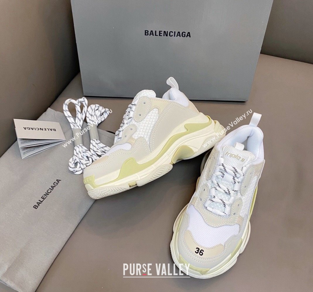 Balenciaga Triple S Trainers Sneakers in Leather and Mesh White 2 2024-21 (KL-240223079)