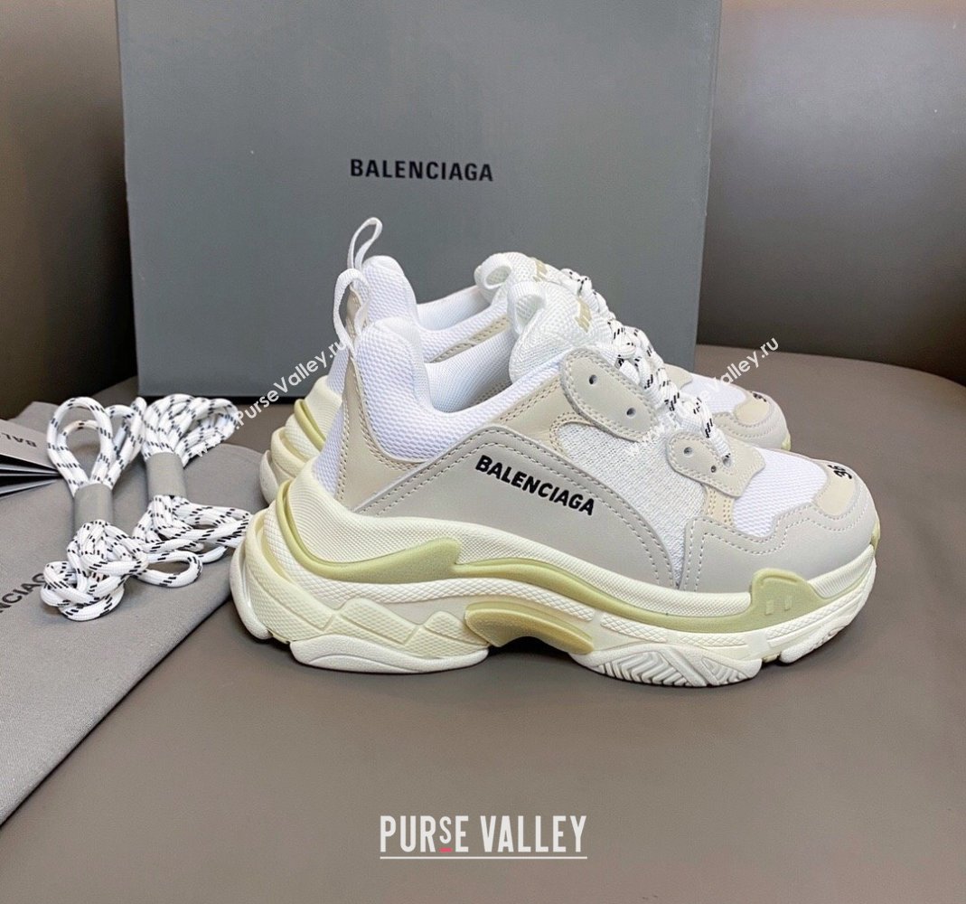 Balenciaga Triple S Trainers Sneakers in Leather and Mesh White 2 2024-21 (KL-240223079)