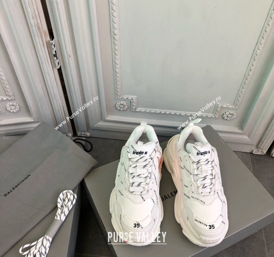 Balenciaga Triple S Trainers Sneakers in Calf Leather Signature/White 2024-20 (KL-240223081)