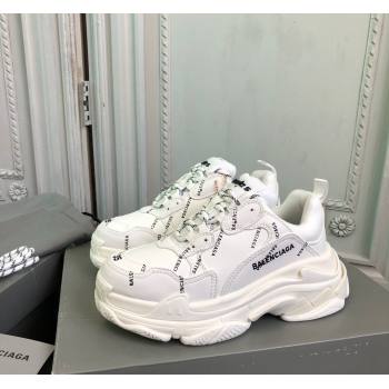 Balenciaga Triple S Trainers Sneakers in Calf Leather Signature/White 2024-20 (KL-240223081)