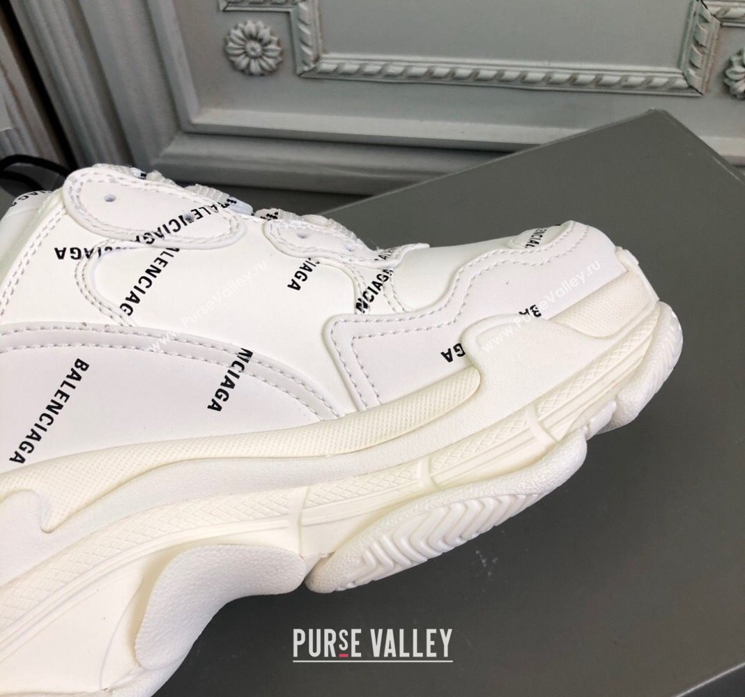 Balenciaga Triple S Trainers Sneakers in Calf Leather Signature/White 2024-20 (KL-240223081)