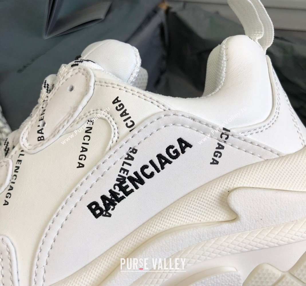 Balenciaga Triple S Trainers Sneakers in Calf Leather Signature/White 2024-20 (KL-240223081)