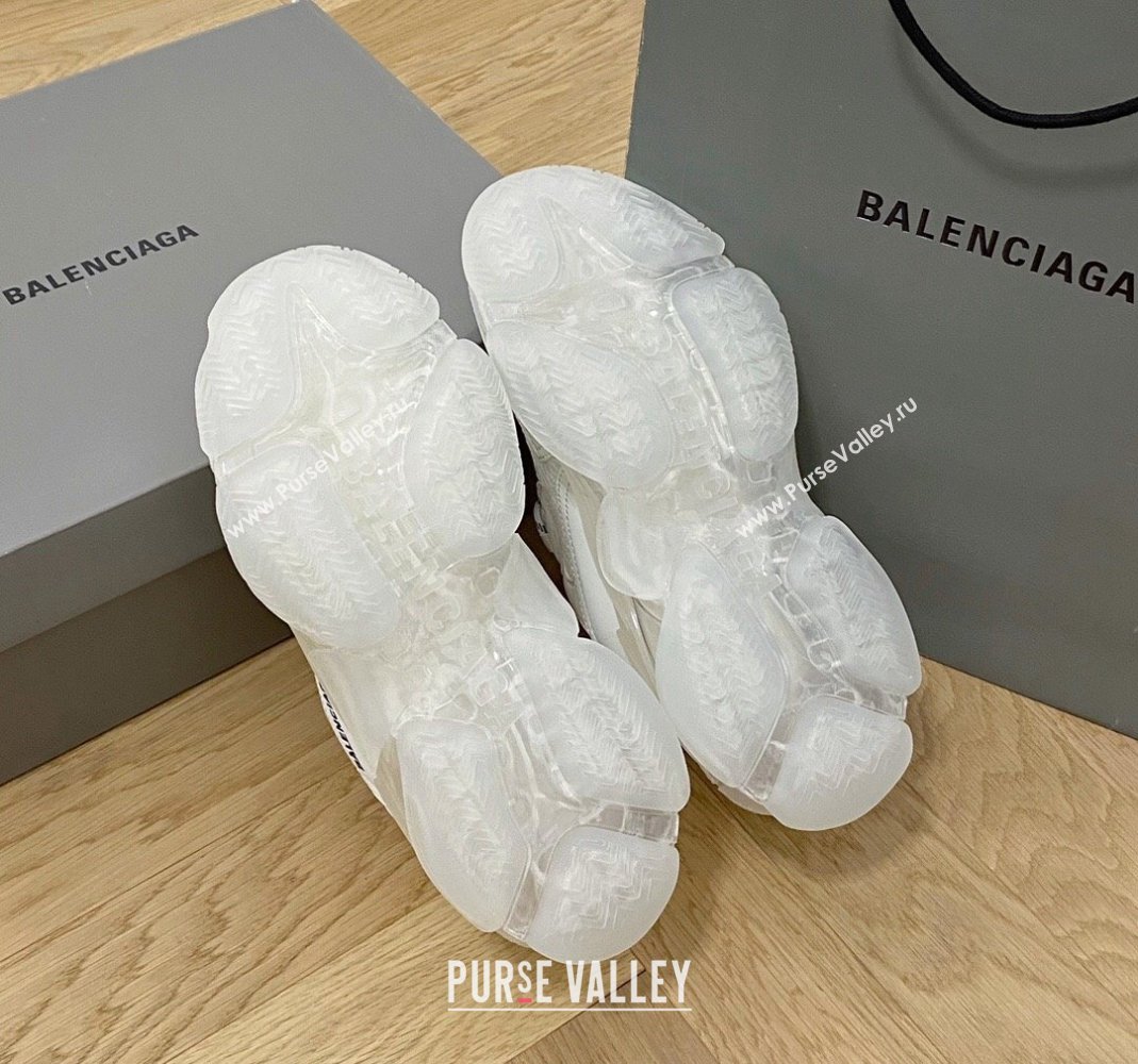 Balenciaga Triple S Clear Sole Trainers Sneakers in Leather and Mesh All White 2024 (KL-240223013)