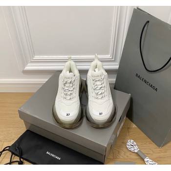 Balenciaga Triple S Clear Sole Trainers Sneakers in Leather and Mesh White/Black 2024 (KL-240223014)