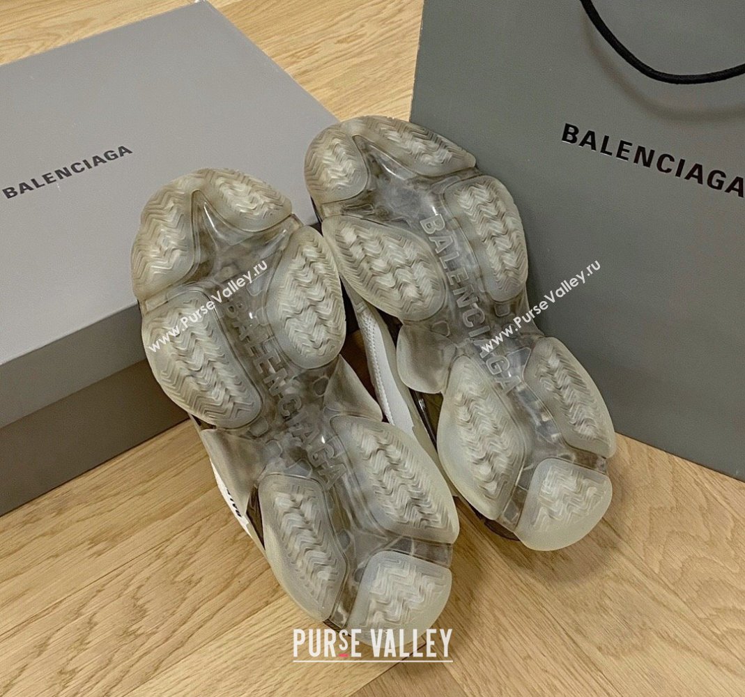 Balenciaga Triple S Clear Sole Trainers Sneakers in Leather and Mesh White/Black 2024 (KL-240223014)