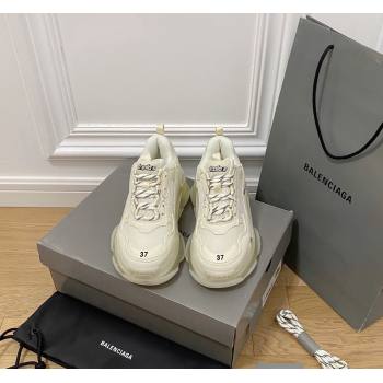 Balenciaga Triple S Clear Sole Trainers Sneakers in Leather and Mesh Cream White 2024 (KL-240223015)