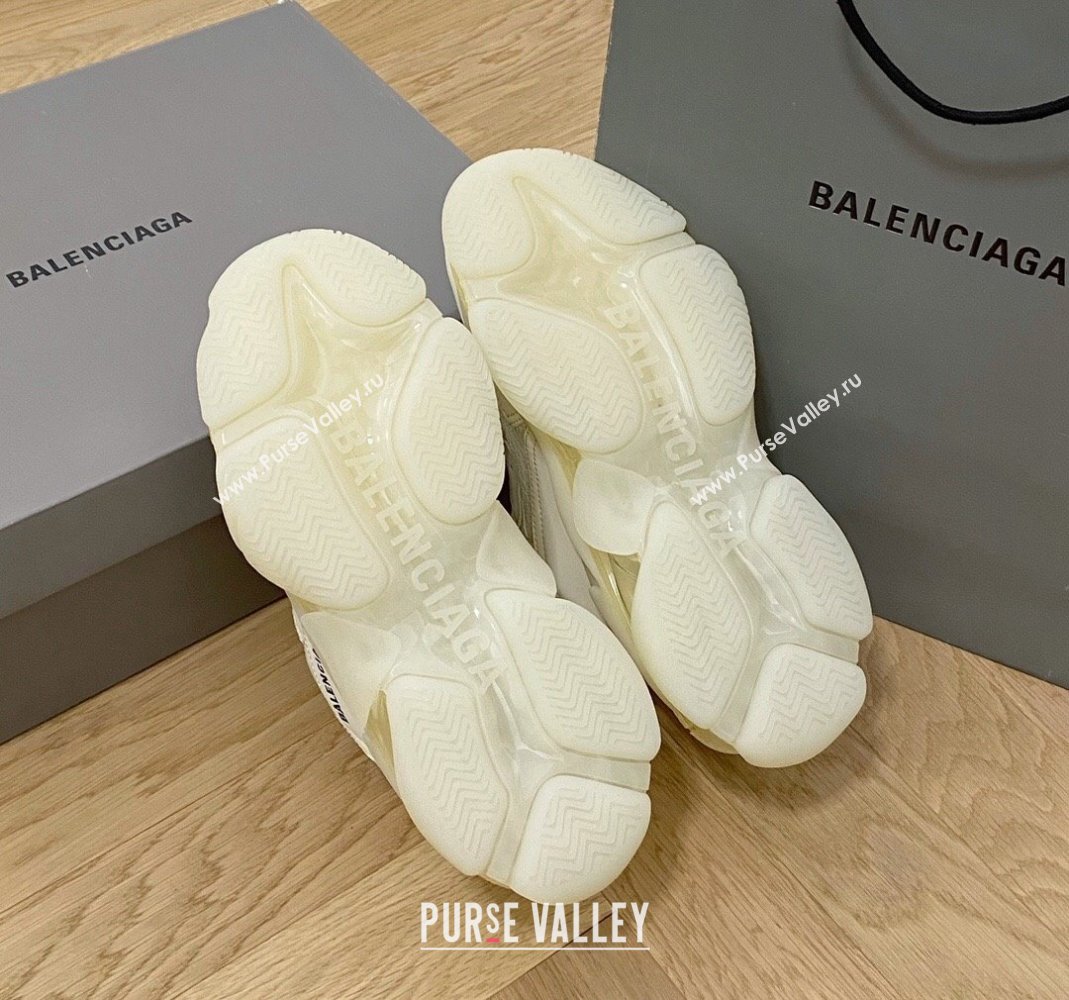 Balenciaga Triple S Clear Sole Trainers Sneakers in Leather and Mesh Cream White 2024 (KL-240223015)