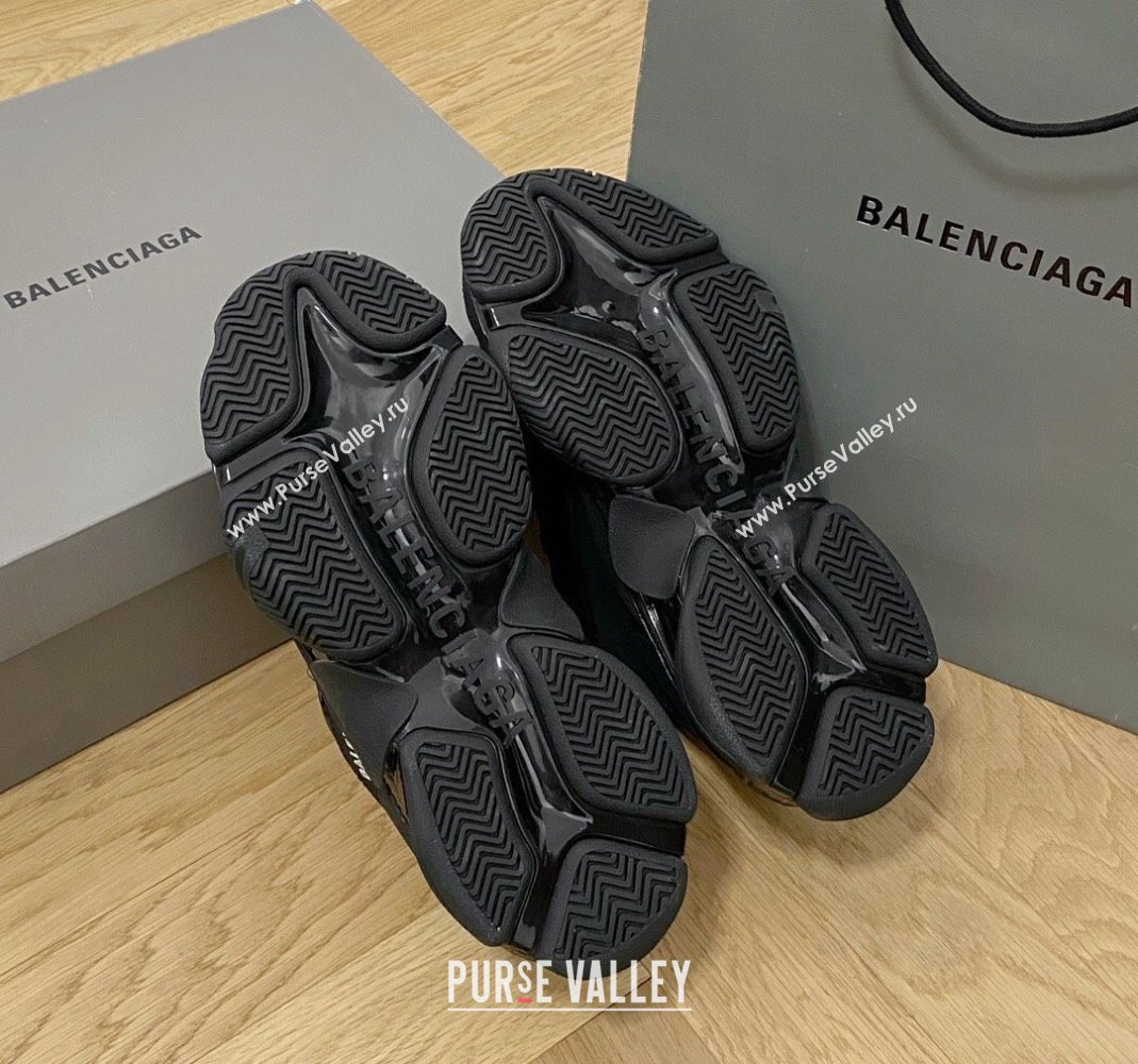 Balenciaga Triple S Clear Sole Trainers Sneakers in Leather and Mesh All Black 2024 (KL-240223016)