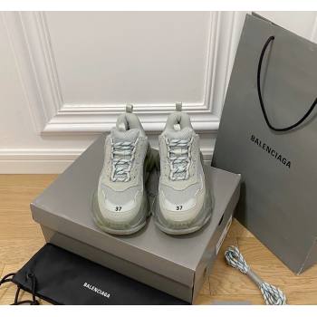 Balenciaga Triple S Clear Sole Trainers Sneakers in Leather and Mesh Grey 2 2024 (KL-240223018)