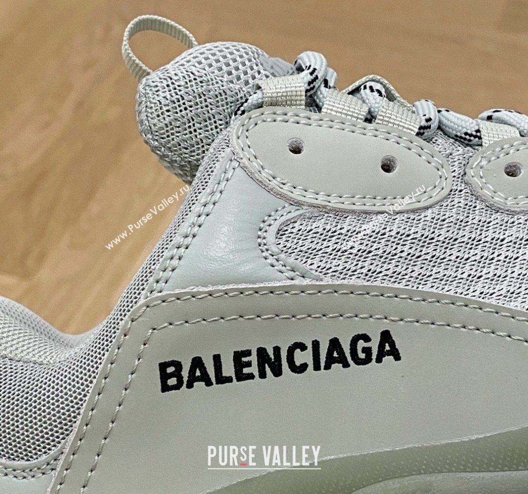 Balenciaga Triple S Clear Sole Trainers Sneakers in Leather and Mesh Grey 2 2024 (KL-240223018)