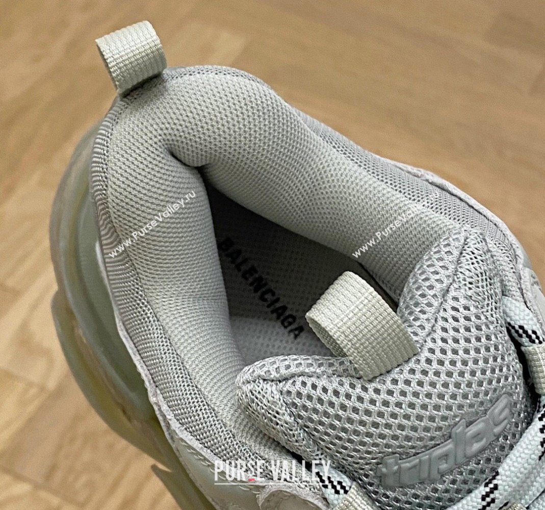 Balenciaga Triple S Clear Sole Trainers Sneakers in Leather and Mesh Grey 2 2024 (KL-240223018)