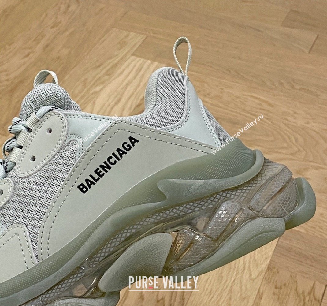 Balenciaga Triple S Clear Sole Trainers Sneakers in Leather and Mesh Grey 2 2024 (KL-240223018)