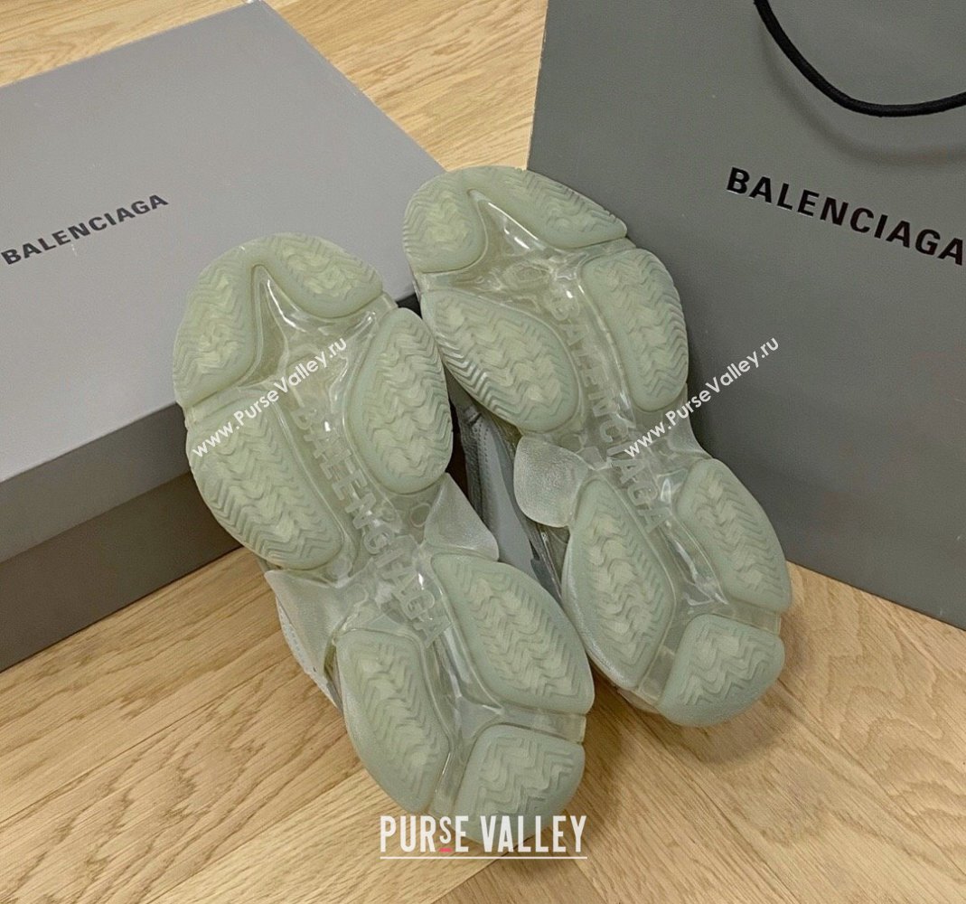 Balenciaga Triple S Clear Sole Trainers Sneakers in Leather and Mesh Grey 2 2024 (KL-240223018)