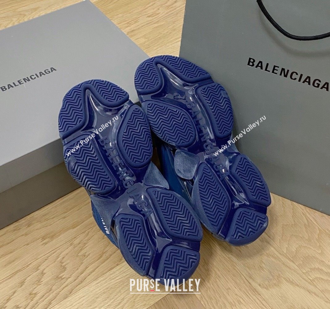 Balenciaga Triple S Clear Sole Trainers Sneakers in Leather and Mesh Royal Blue 2024 (KL-240223019)