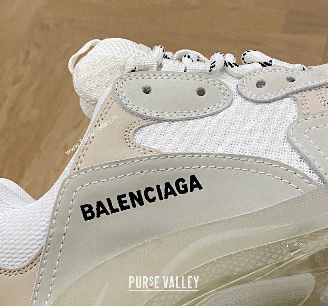 Balenciaga Triple S Clear Sole Trainers Sneakers in Leather and Mesh White 2 2024 (KL-240223022)