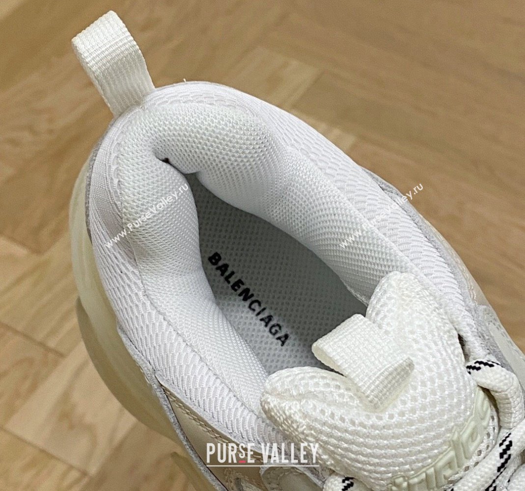 Balenciaga Triple S Clear Sole Trainers Sneakers in Leather and Mesh White 2 2024 (KL-240223022)