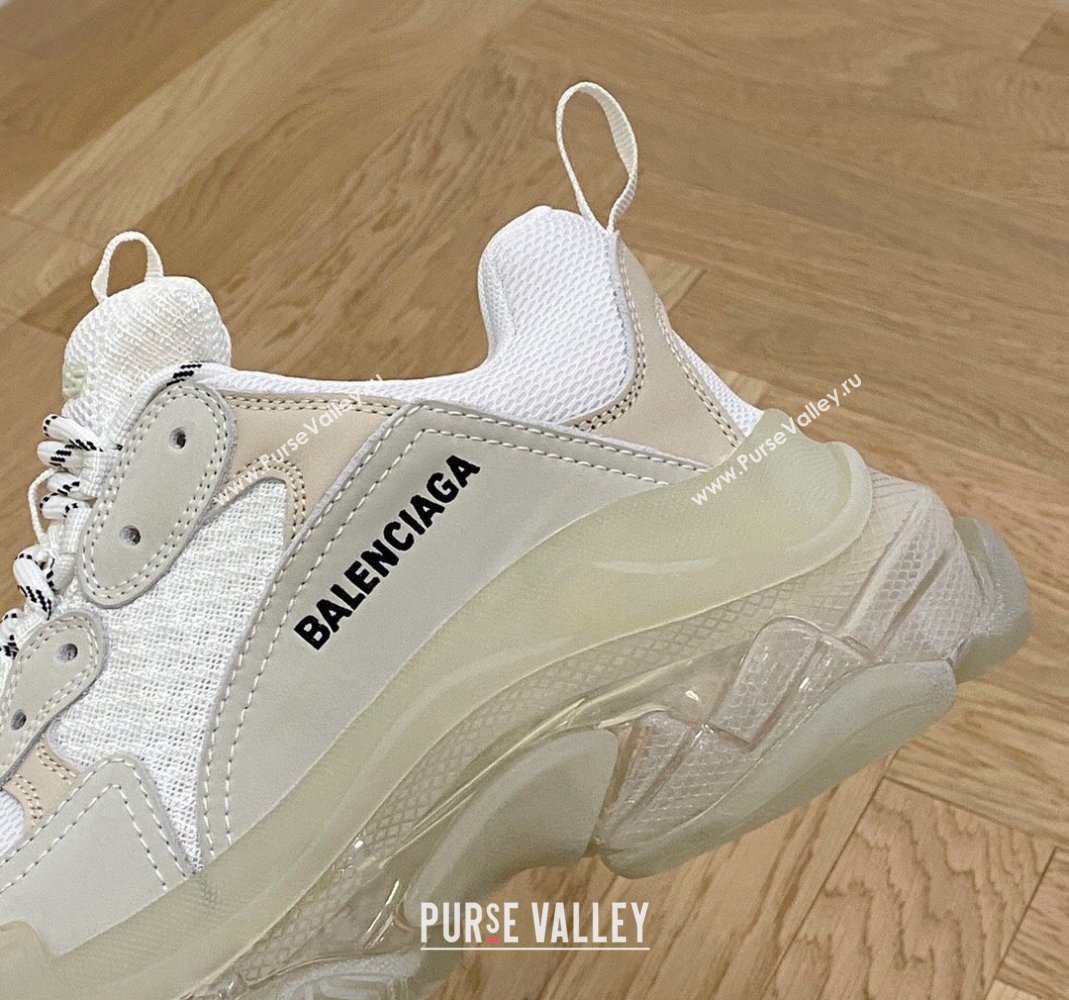 Balenciaga Triple S Clear Sole Trainers Sneakers in Leather and Mesh White 2 2024 (KL-240223022)