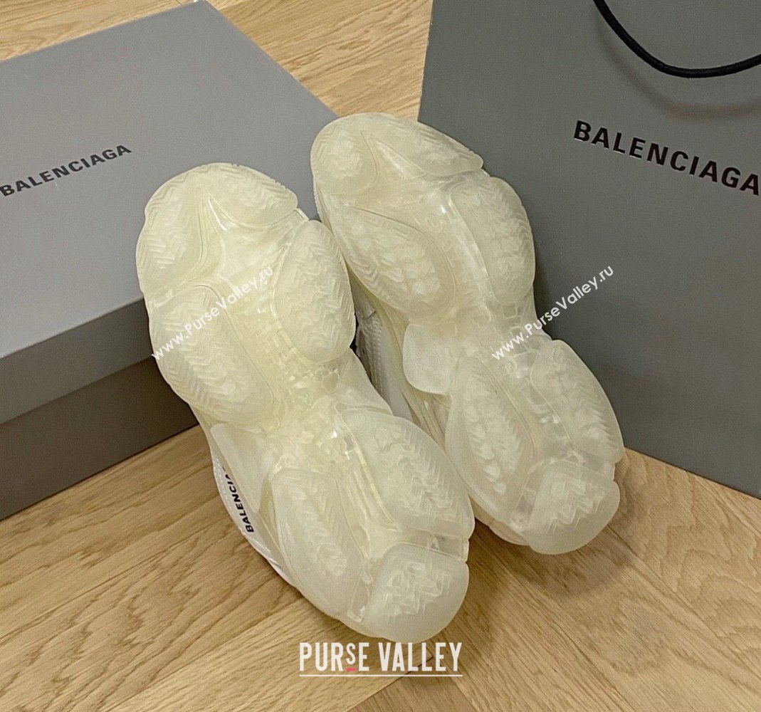 Balenciaga Triple S Clear Sole Trainers Sneakers in Leather and Mesh White 2 2024 (KL-240223022)